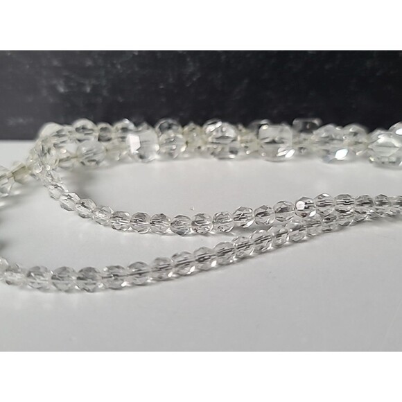 925 Sterling Silver Graduated Faceted Clear Glass Necklace Vintage - Picture 6 of 10